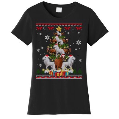 Horse Christmas Tree Xmas Lover Gift Ugly Christmas Women's T-Shirt