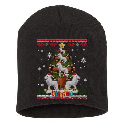 Horse Christmas Tree Xmas Lover Gift Ugly Christmas Short Acrylic Beanie