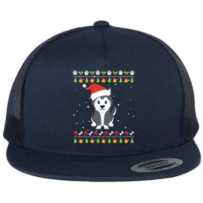 Husky Christmas Ugly Christmas Meaningful Gift Flat Bill Trucker Hat