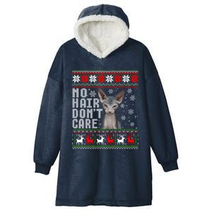 Hairless Cat Ugly Christmas Sweater Sphynx Cat Gift Hooded Wearable Blanket