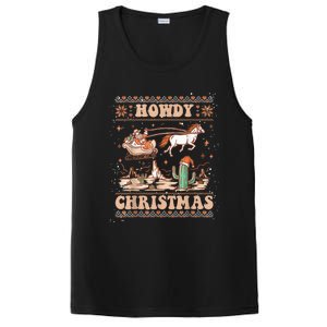 Howdy Christmas Ugly Cow Santa Riding Horse Gift PosiCharge Competitor Tank