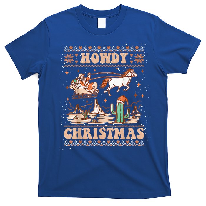 Howdy Christmas Ugly Cow Santa Riding Horse Gift T-Shirt