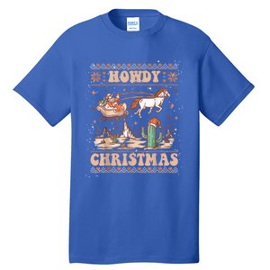 Howdy Christmas Ugly Cow Santa Riding Horse Gift Tall T-Shirt