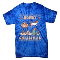 Howdy Christmas Ugly Cow Santa Riding Horse Gift Tie-Dye T-Shirt