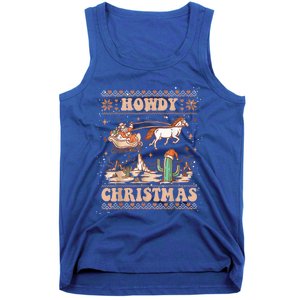 Howdy Christmas Ugly Cow Santa Riding Horse Gift Tank Top