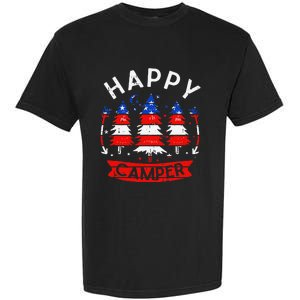 Happy Camper US Flag Patriotic 4th Of July Camping Hiking Garment-Dyed Heavyweight T-Shirt