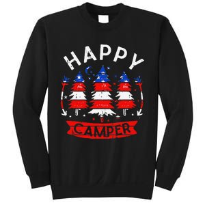 Happy Camper US Flag Patriotic 4th Of July Camping Hiking Sweatshirt