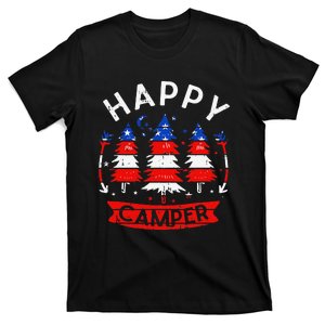 Happy Camper US Flag Patriotic 4th Of July Camping Hiking T-Shirt