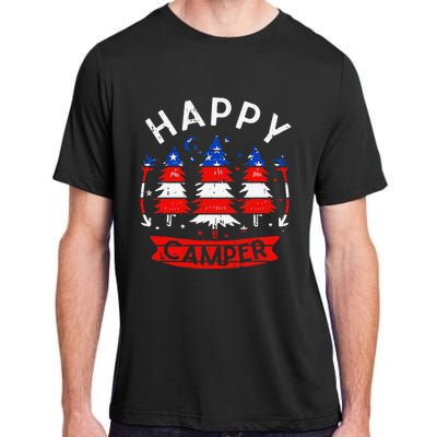 Happy Camper US Flag Patriotic 4th Of July Camping Hiking Adult ChromaSoft Performance T-Shirt