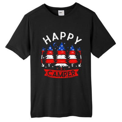 Happy Camper US Flag Patriotic 4th Of July Camping Hiking Tall Fusion ChromaSoft Performance T-Shirt