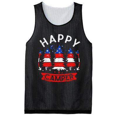 Happy Camper US Flag Patriotic 4th Of July Camping Hiking Mesh Reversible Basketball Jersey Tank