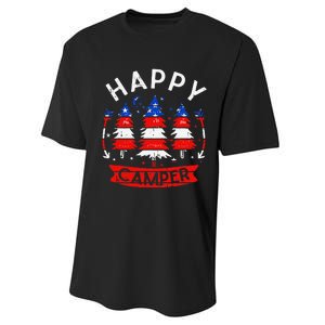 Happy Camper US Flag Patriotic 4th Of July Camping Hiking Performance Sprint T-Shirt