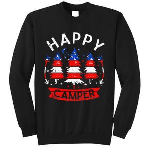 Happy Camper US Flag Patriotic 4th Of July Camping Hiking Tall Sweatshirt