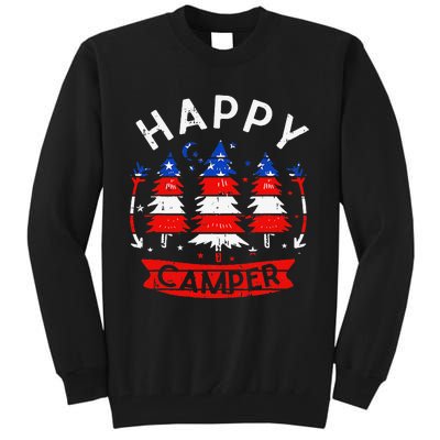 Happy Camper US Flag Patriotic 4th Of July Camping Hiking Tall Sweatshirt