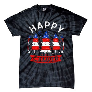 Happy Camper US Flag Patriotic 4th Of July Camping Hiking Tie-Dye T-Shirt