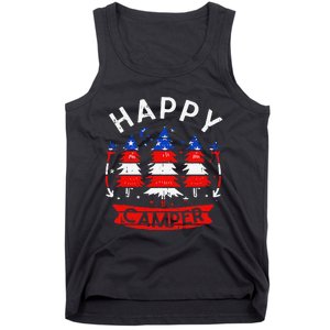 Happy Camper US Flag Patriotic 4th Of July Camping Hiking Tank Top