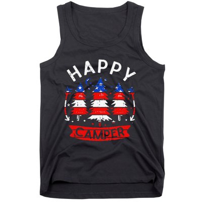 Happy Camper US Flag Patriotic 4th Of July Camping Hiking Tank Top