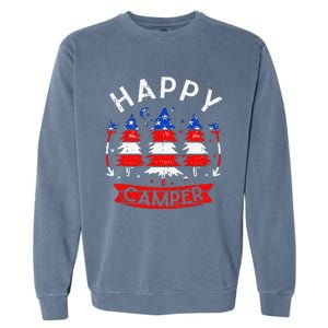 Happy Camper US Flag Patriotic 4th Of July Camping Hiking Garment-Dyed Sweatshirt