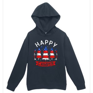 Happy Camper US Flag Patriotic 4th Of July Camping Hiking Urban Pullover Hoodie