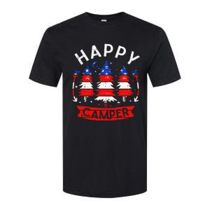 Happy Camper US Flag Patriotic 4th Of July Camping Hiking Softstyle CVC T-Shirt