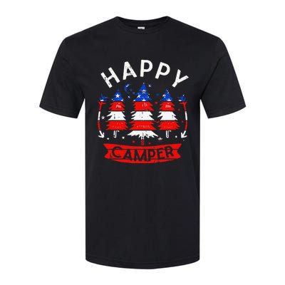 Happy Camper US Flag Patriotic 4th Of July Camping Hiking Softstyle CVC T-Shirt