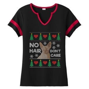 Hairless Cat Ugly Christmas Sweater Sphynx Cat Ladies Halftime Notch Neck Tee