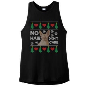 Hairless Cat Ugly Christmas Sweater Sphynx Cat Ladies PosiCharge Tri-Blend Wicking Tank