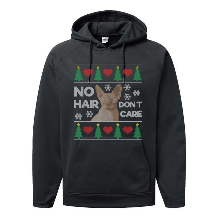 Hairless Cat Ugly Christmas Sweater Sphynx Cat Performance Fleece Hoodie