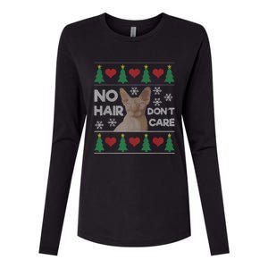 Hairless Cat Ugly Christmas Sweater Sphynx Cat Womens Cotton Relaxed Long Sleeve T-Shirt