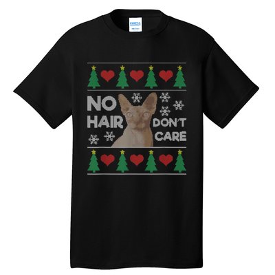 Hairless Cat Ugly Christmas Sweater Sphynx Cat Tall T-Shirt