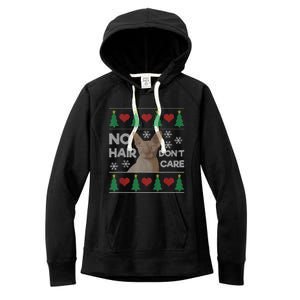 Hairless Cat Ugly Christmas Sweater Sphynx Cat Women's Fleece Hoodie