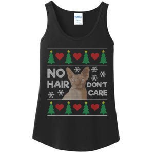 Hairless Cat Ugly Christmas Sweater Sphynx Cat Ladies Essential Tank