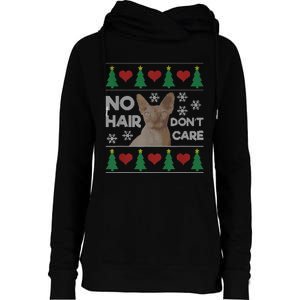 Hairless Cat Ugly Christmas Sweater Sphynx Cat Womens Funnel Neck Pullover Hood