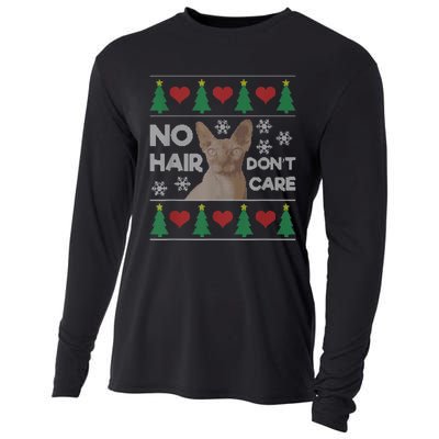 Hairless Cat Ugly Christmas Sweater Sphynx Cat Cooling Performance Long Sleeve Crew