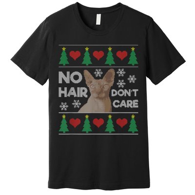 Hairless Cat Ugly Christmas Sweater Sphynx Cat Premium T-Shirt