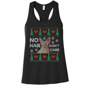 Hairless Cat Ugly Christmas Sweater Sphynx Cat Women's Racerback Tank