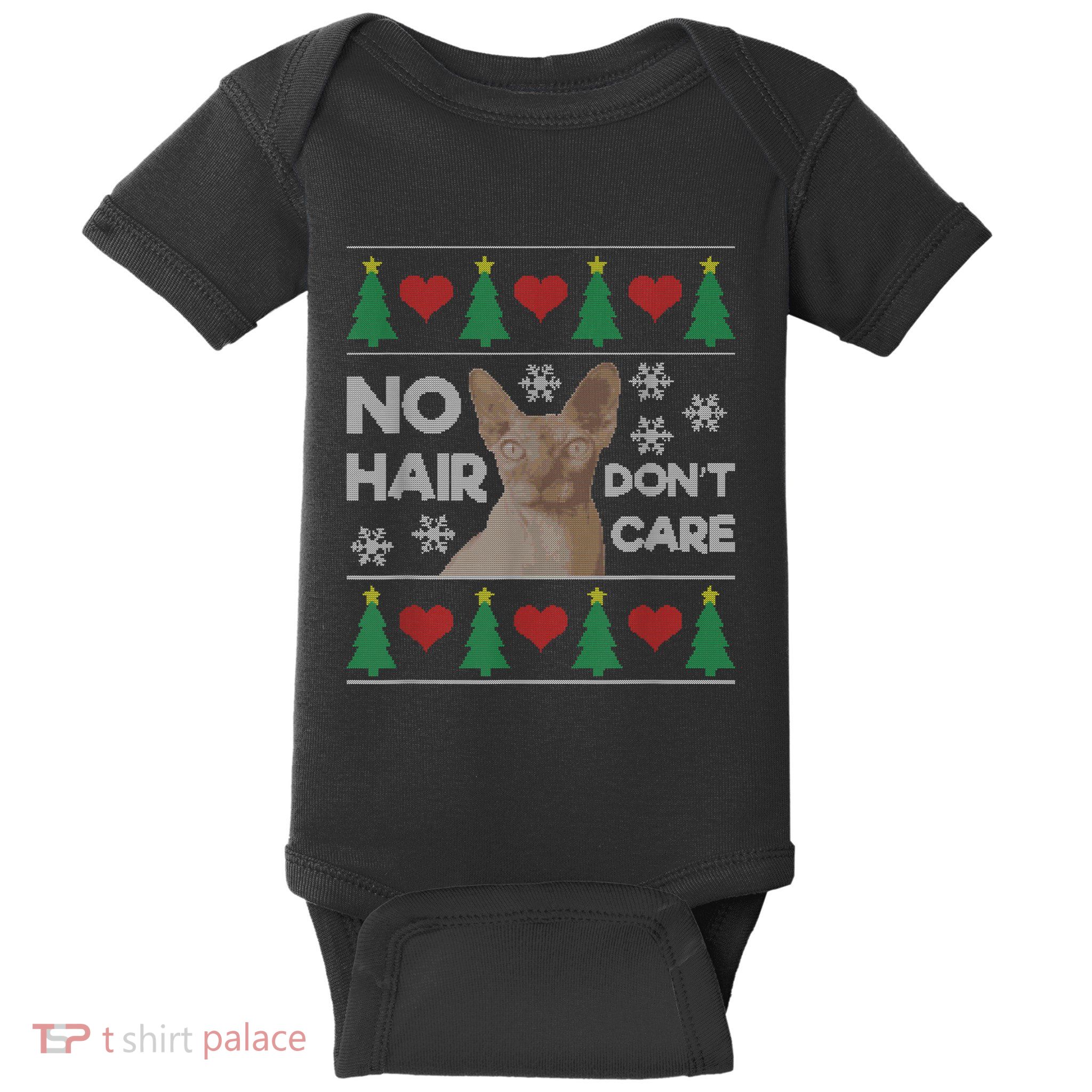 Hairless Cat Ugly Christmas Sweater Sphynx Cat Baby Bodysuit
