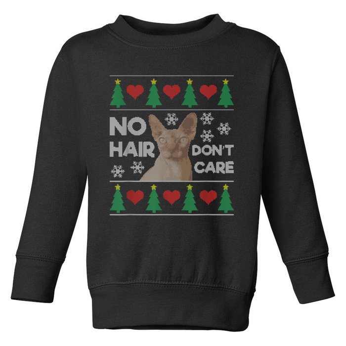 Hairless Cat Ugly Christmas Sweater Sphynx Cat Toddler Sweatshirt