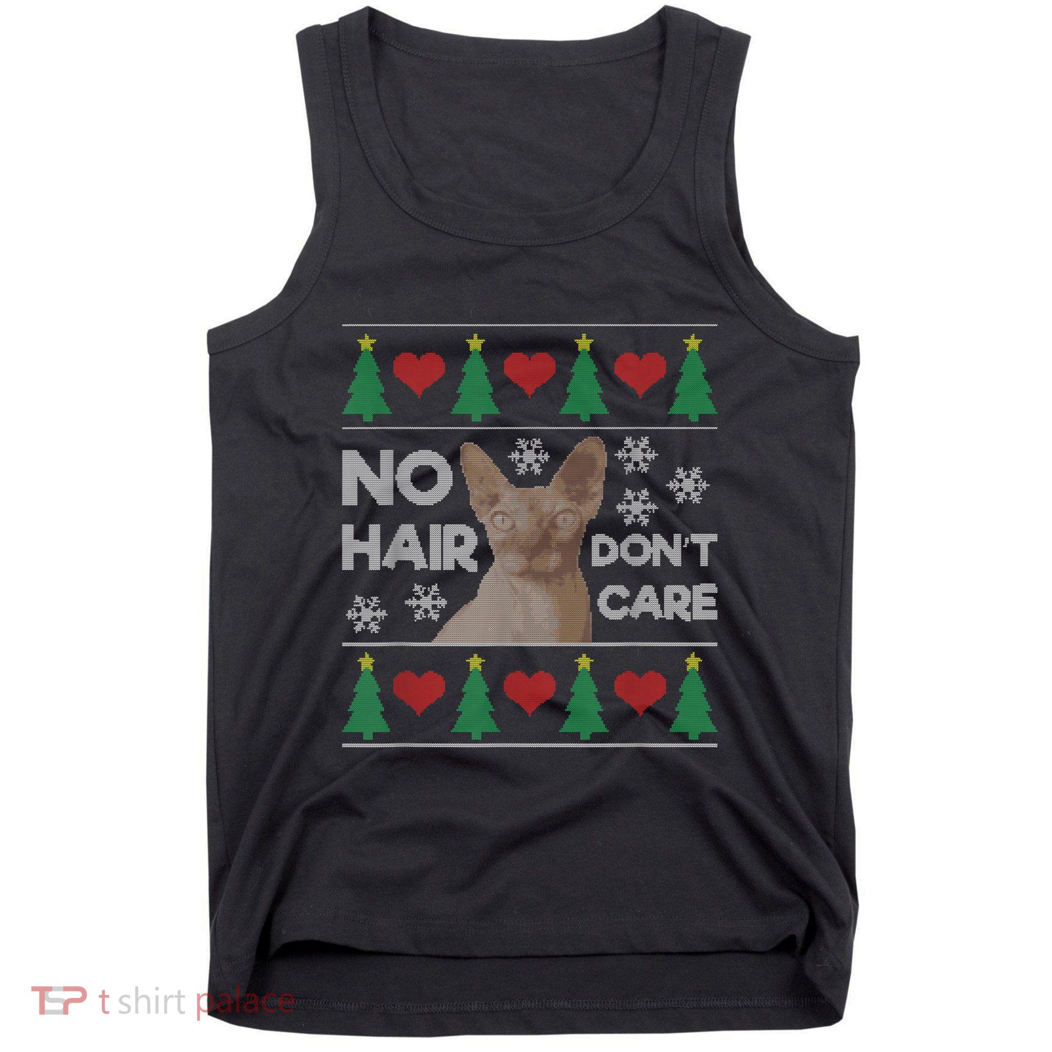 Hairless Cat Ugly Christmas Sweater Sphynx Cat Tank Top