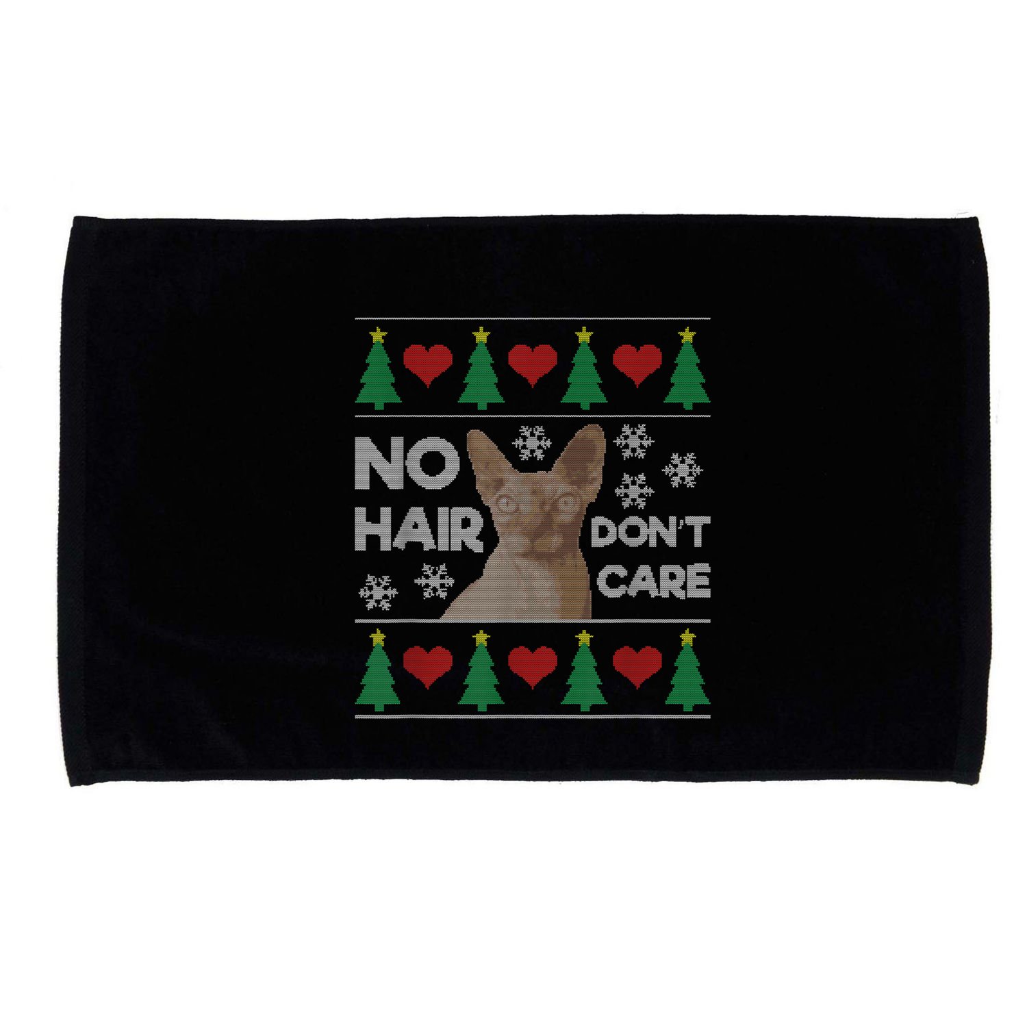 Hairless Cat Ugly Christmas Sweater Sphynx Cat Microfiber Hand Towel
