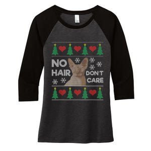 Hairless Cat Ugly Christmas Sweater Sphynx Cat Women's Tri-Blend 3/4-Sleeve Raglan Shirt