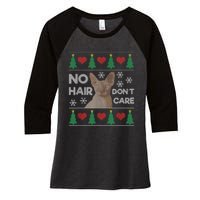 Hairless Cat Ugly Christmas Sweater Sphynx Cat Women's Tri-Blend 3/4-Sleeve Raglan Shirt