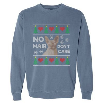 Hairless Cat Ugly Christmas Sweater Sphynx Cat Garment-Dyed Sweatshirt