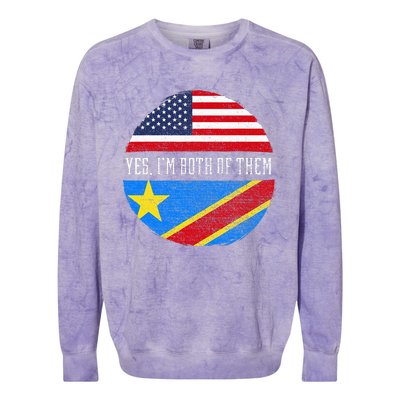 Half Congolese USA Flag Democratic Republic Of The Congo Colorblast Crewneck Sweatshirt