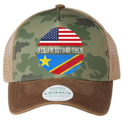 Half Congolese USA Flag Democratic Republic Of The Congo Legacy Tie Dye Trucker Hat