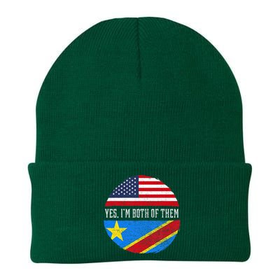 Half Congolese USA Flag Democratic Republic Of The Congo Knit Cap Winter Beanie