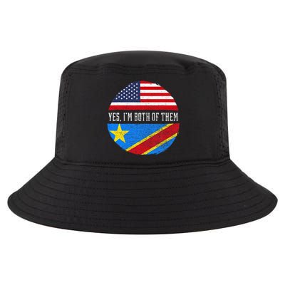 Half Congolese USA Flag Democratic Republic Of The Congo Cool Comfort Performance Bucket Hat