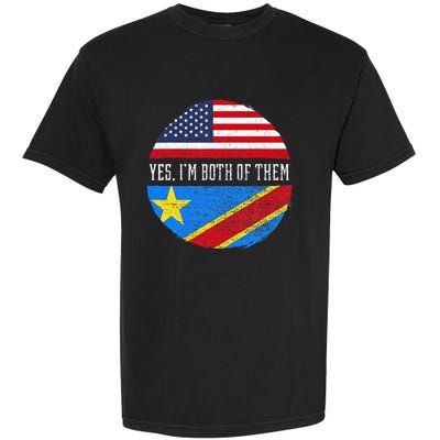 Half Congolese USA Flag Democratic Republic Of The Congo Garment-Dyed Heavyweight T-Shirt