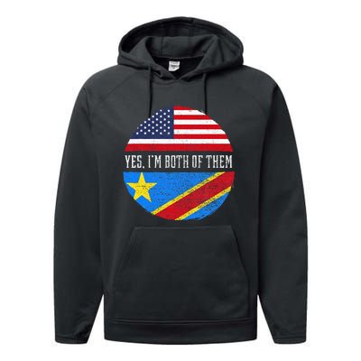 Half Congolese USA Flag Democratic Republic Of The Congo Performance Fleece Hoodie