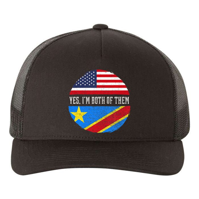 Half Congolese USA Flag Democratic Republic Of The Congo Yupoong Adult 5-Panel Trucker Hat